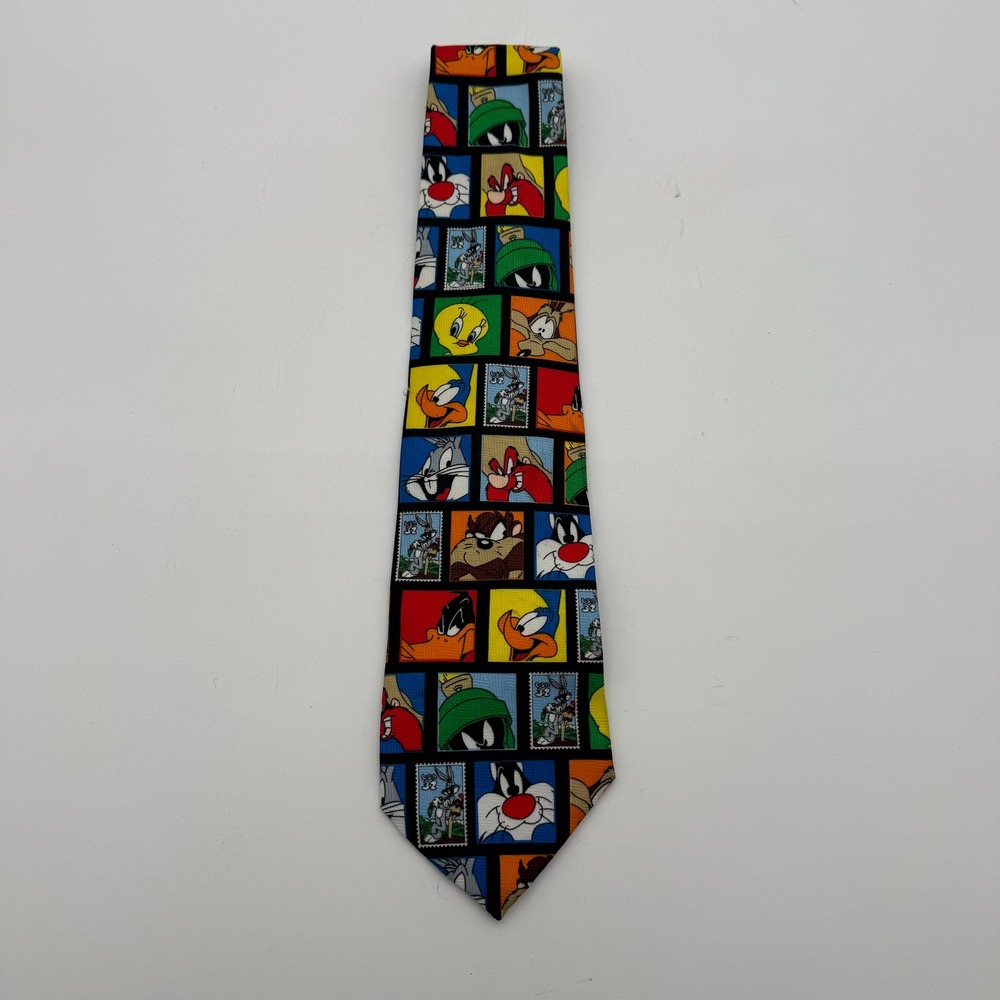Looney Tunes USPS Stamp Collection Necktie Bugs Bunny Daffy Tweety Taz Sylvester